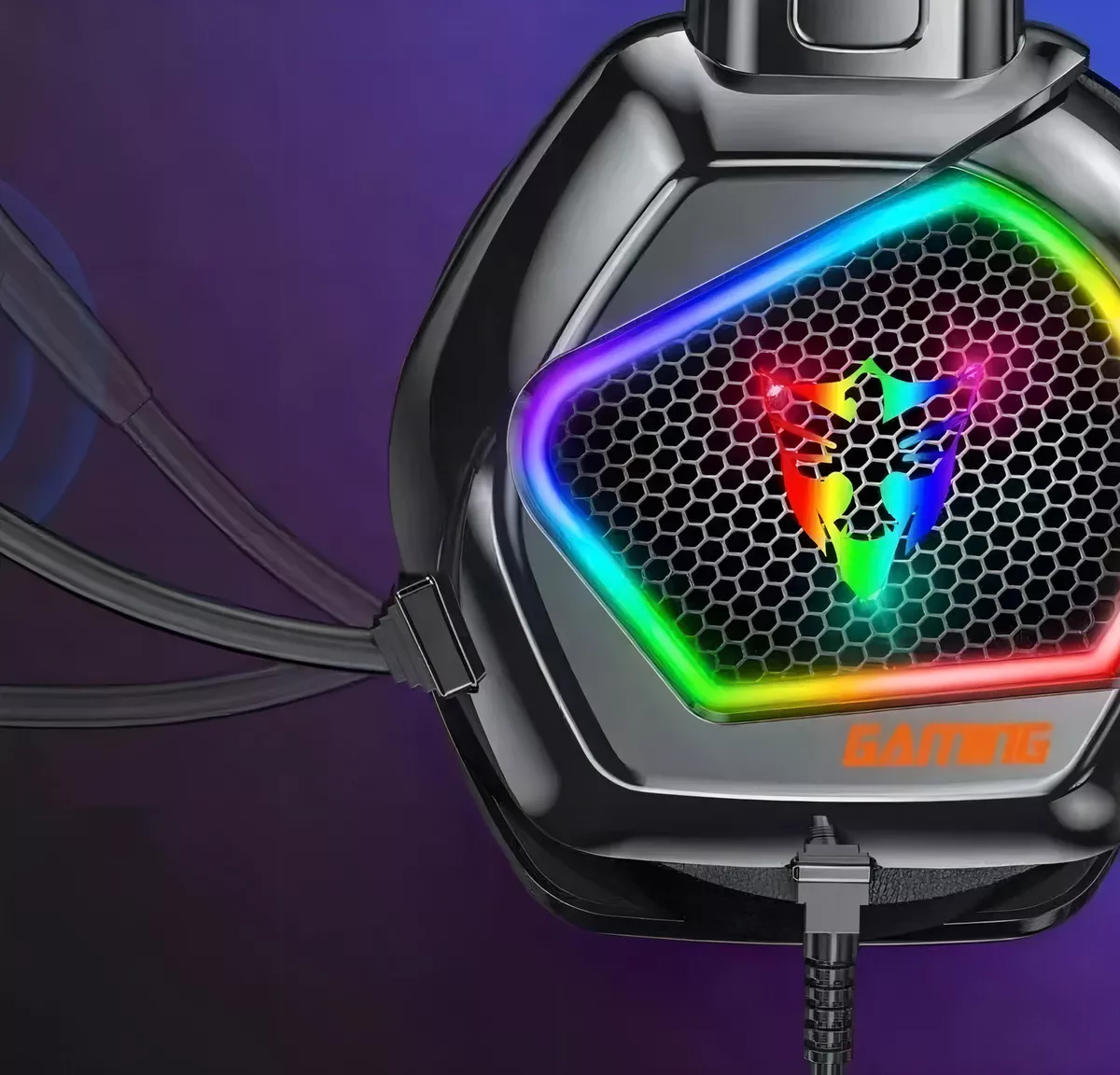 Audifonos Gamer Diadema Gaming Audio Rgb Usb Speaker 50 Mm Color Negro - Imagen 3