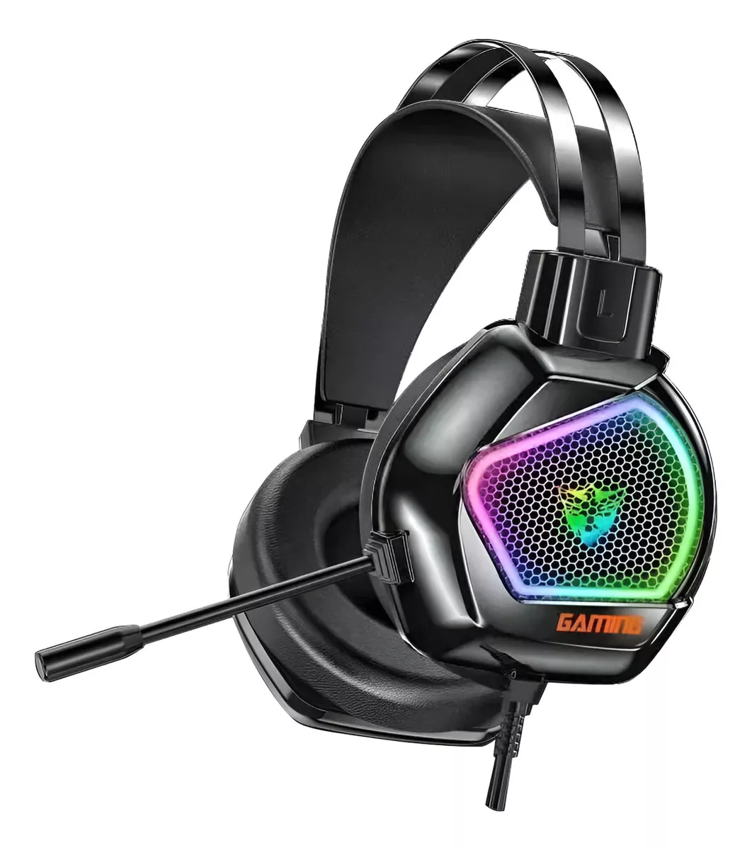 Audifonos Gamer Diadema Gaming Audio Rgb Usb Speaker 50 Mm Color Negro